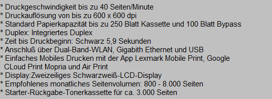 Lexmark MS431dw Text