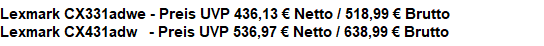 Lexmark CX331adwe Preis