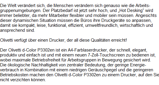 Olivetti d-Color P3302 Text