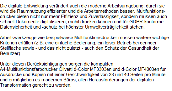 Olivetti d-Color MF3303 Text